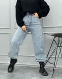 شلوار بگ زخمی (L) کد 001677