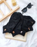 جوراب خانواده ی گلدوزی مشکی (G0152)