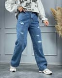 شلوار نیم بگ زخمی(M)کد001931