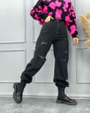 شلوار بگ زاپ دار (L)کد001909