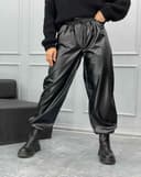 شلوار بگ چرم کمرکش(AR)کد001425