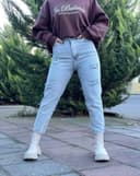 شلوار مام زاپ دار (L) کد 001852