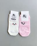 جوراب لنگه به لنگه سفیدصورتی (G0199)