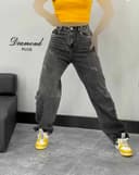 شلوار بگ زخمی کمر نیم کش (L)کد00893